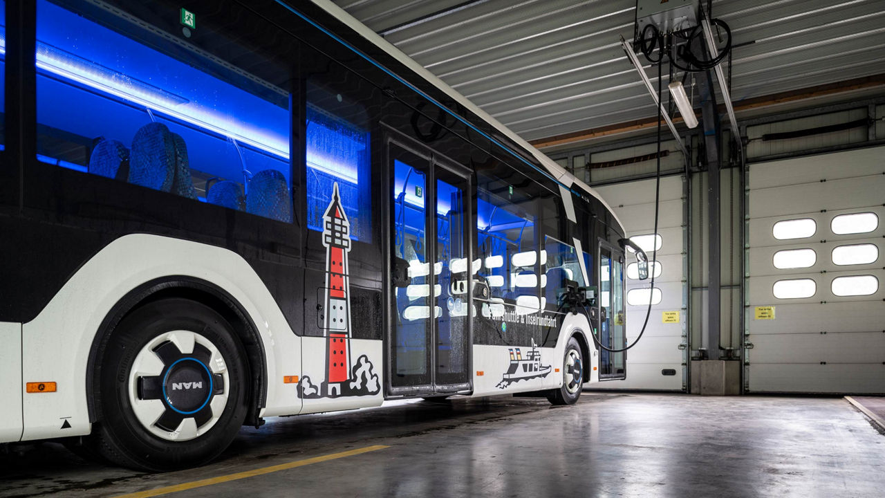 MAN Lion's City E parked at the depot