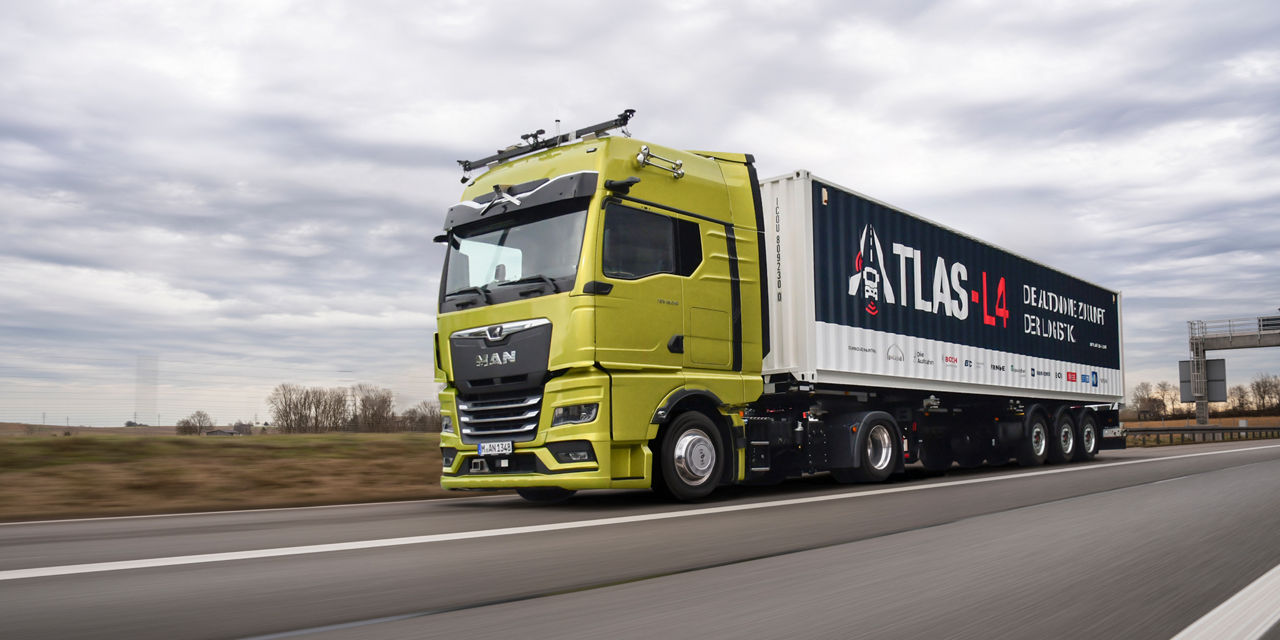 Driverless truck on the highway