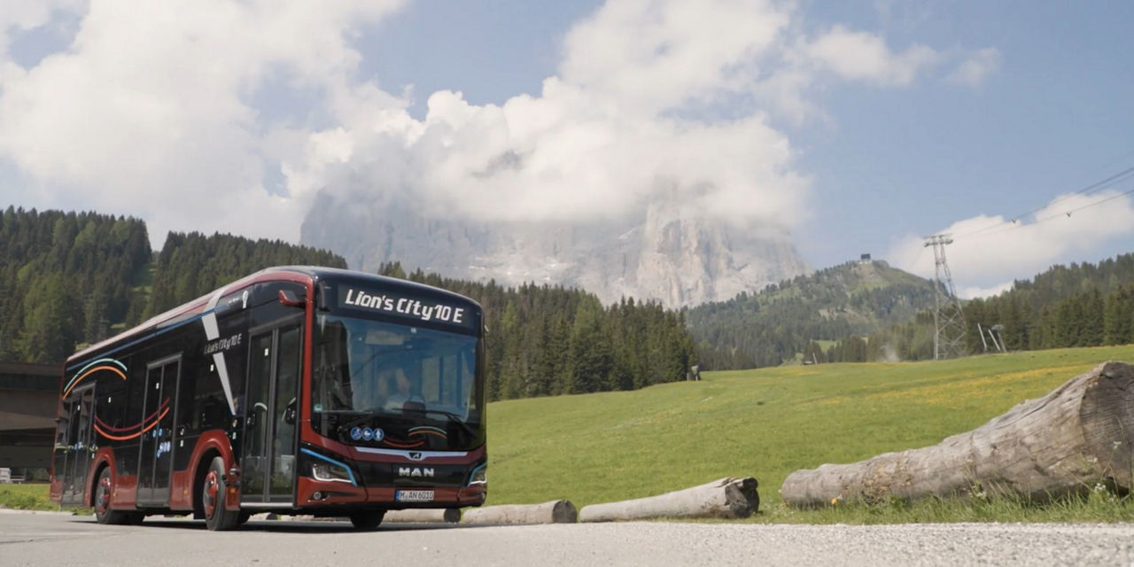MAN Lion's City 10 E drives in the mountains