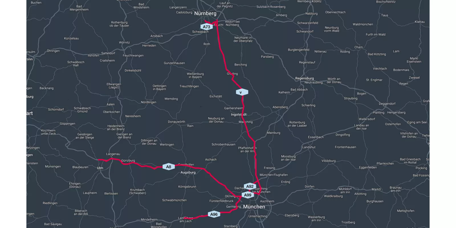 Highway sections in southern Germany