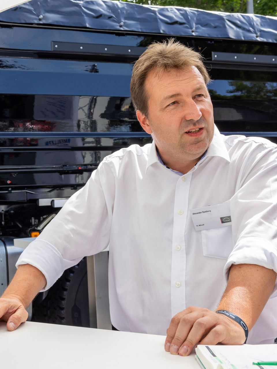 A man in a white shirt