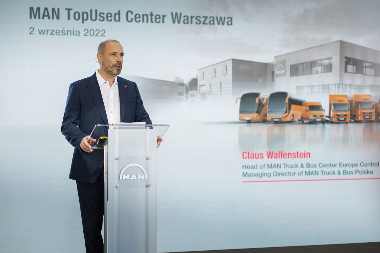 Claus Wallenstein, nowy dyrektor zarządzający MAN Truck & Bus podczas otwarcia centrum sprzedaży pojazdów używanych MAN TopUsed