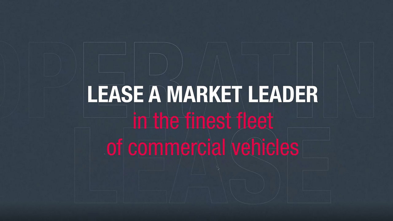 Video still with dark background and whit text "Lease a market leader"