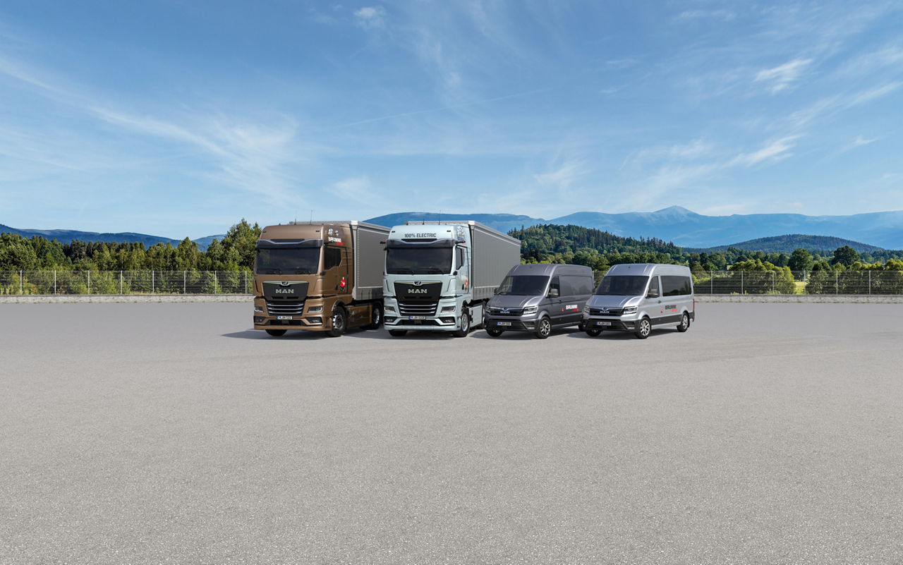 Range of trucks and vans.