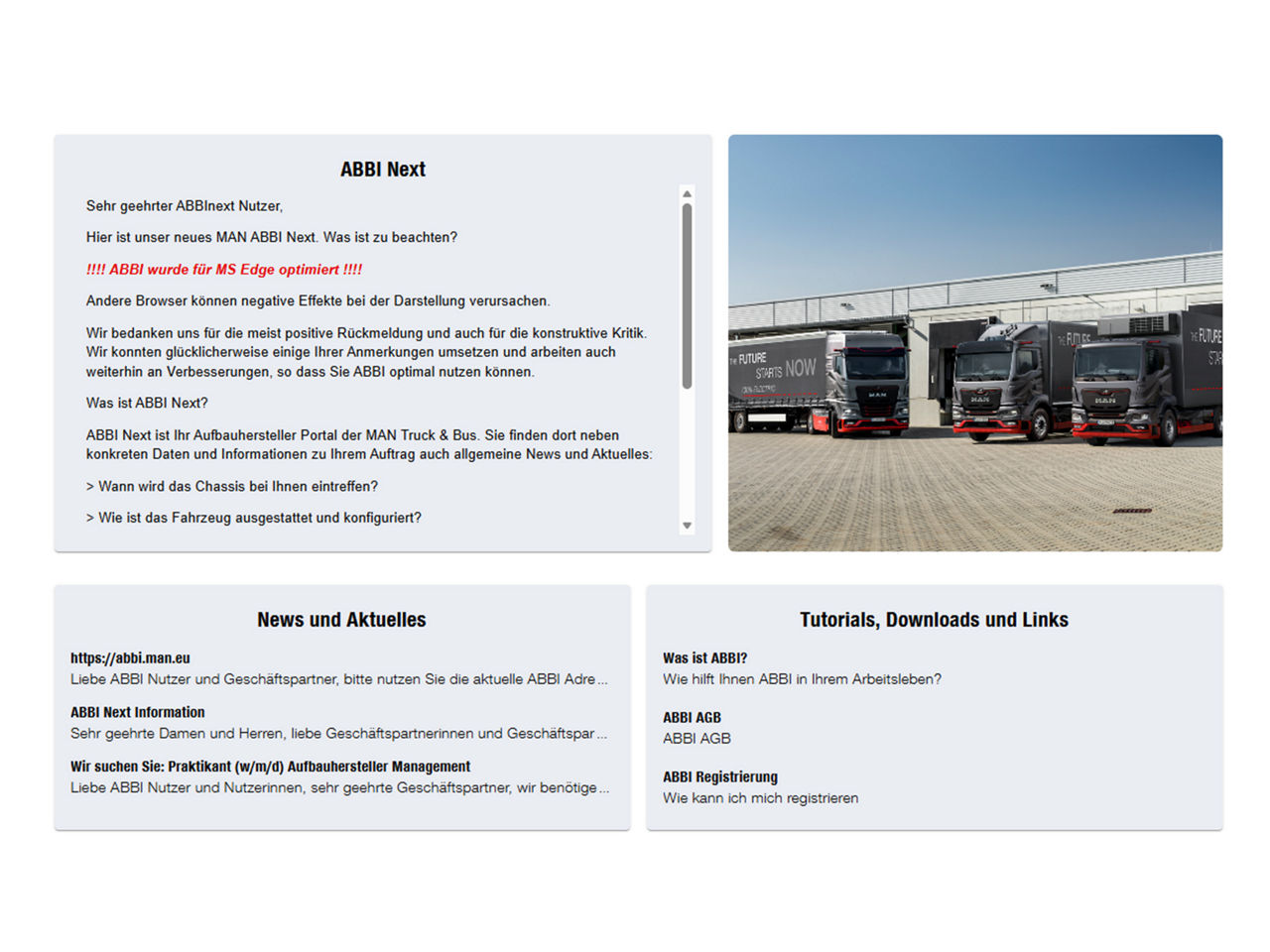 Einblick in das ABBI Next Portal  