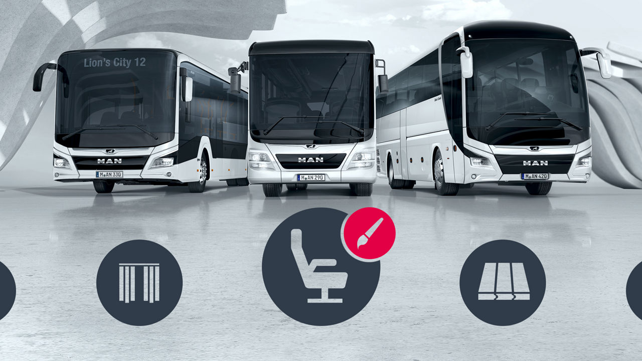 Tre MAN busser i MAN Bus Designer