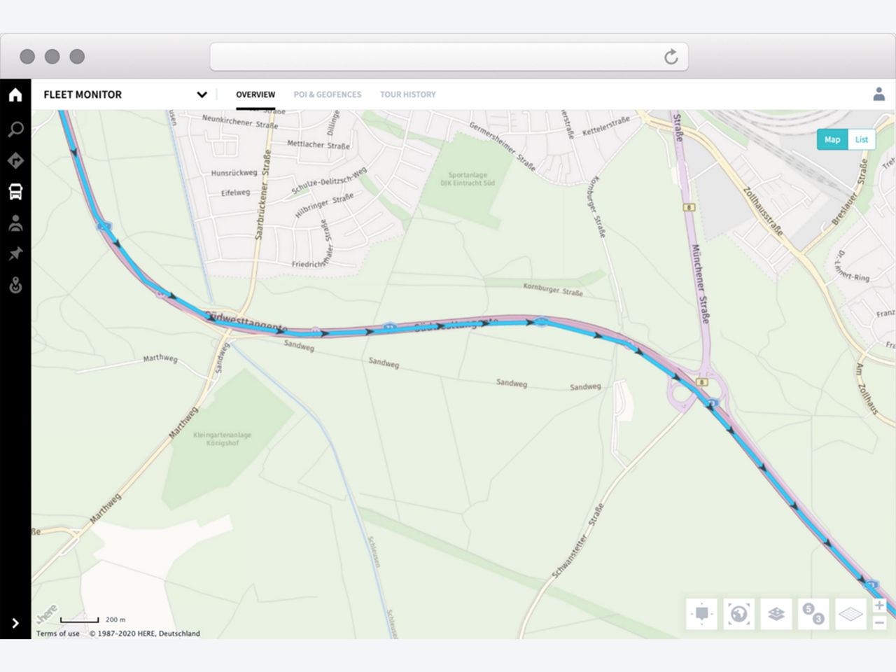 Skärmdump GPS-spårning