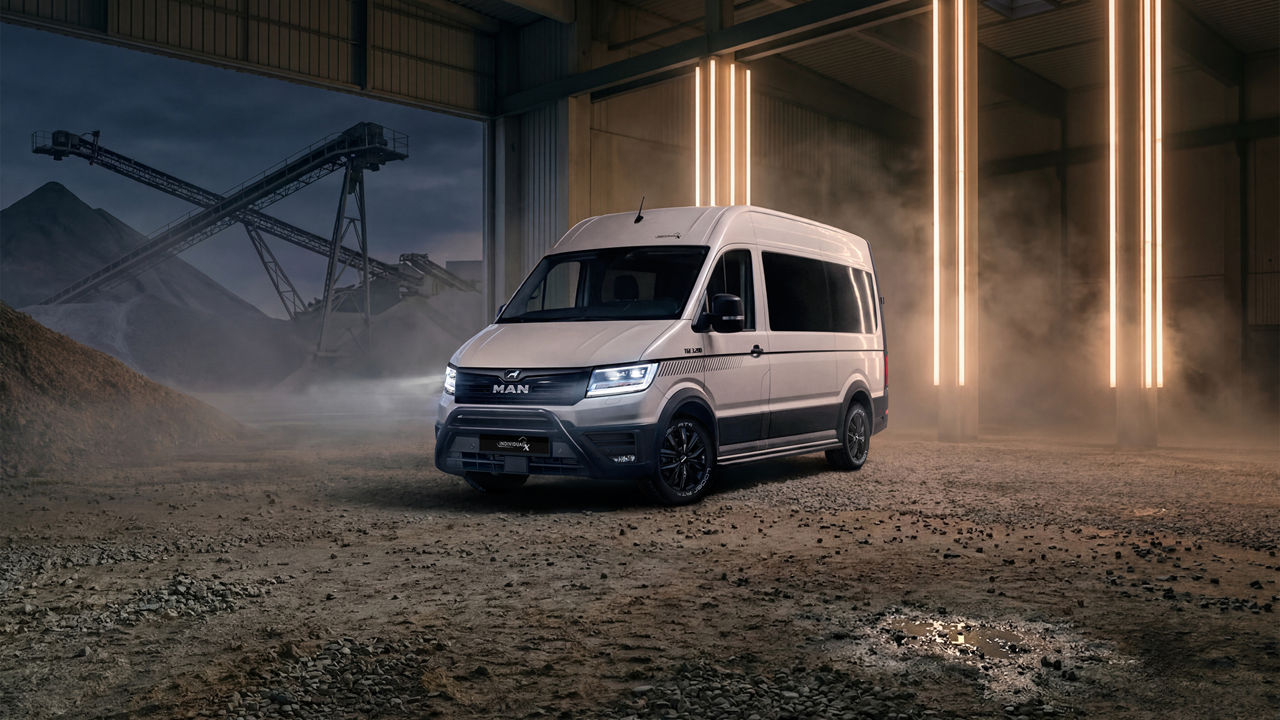 The MAN TGE Individual is a premium van that is suitable for both off-road and on-road driving.