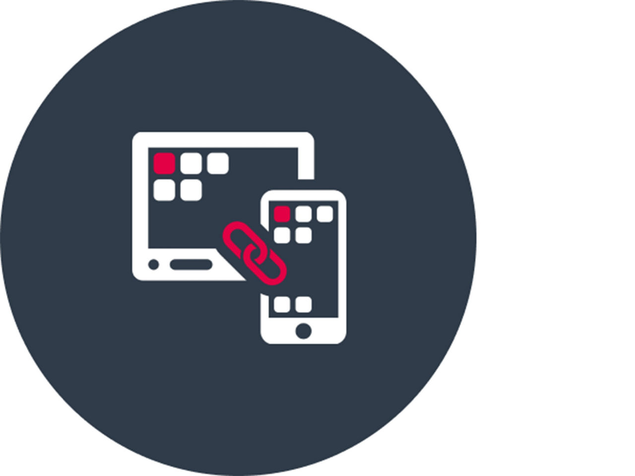 Icon with a mobile phone and a tablet that are connected