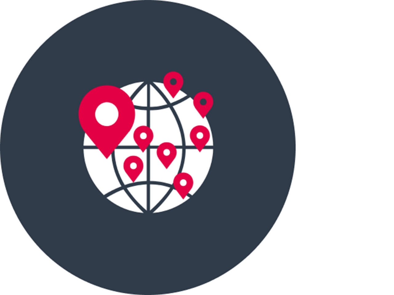 Icon of a globe with location pins