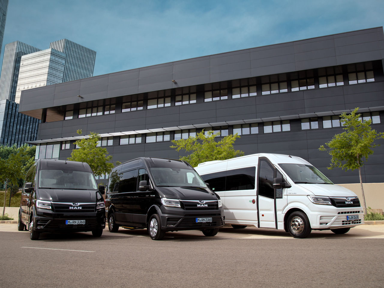MAN TGE minibus parking at the roadside