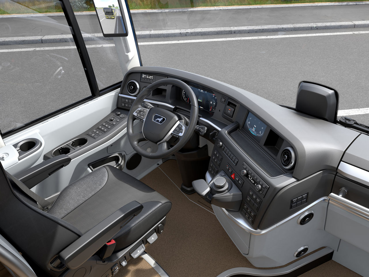 Der Fahrerarbeitsplatz ist optimal auf den Fahrer abgestimmt 