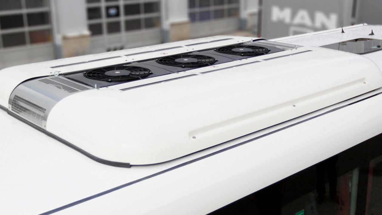 The air-conditioning system on the roof of the MAN Lion’s Intercity