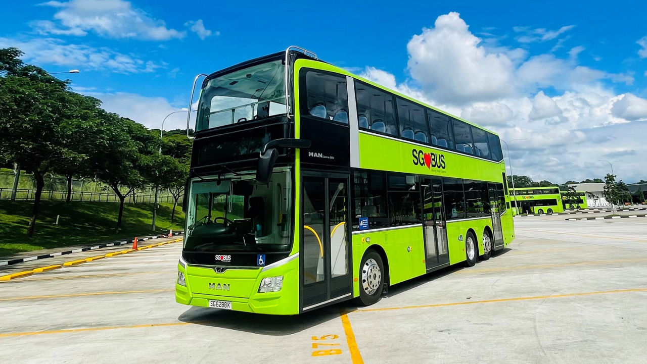 Three-door double-decker bus of LTA Singapore