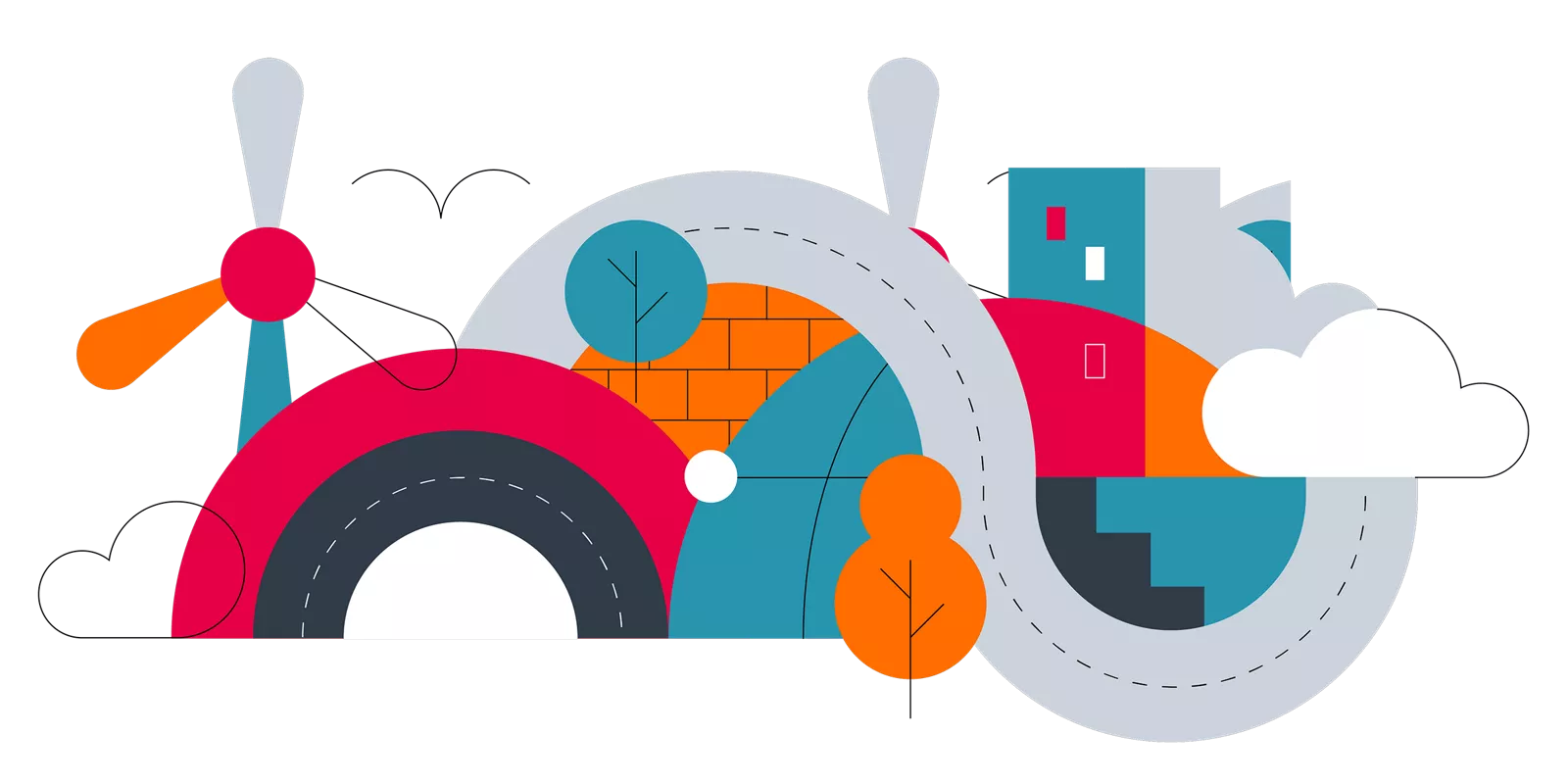 Illustration with wind turbines