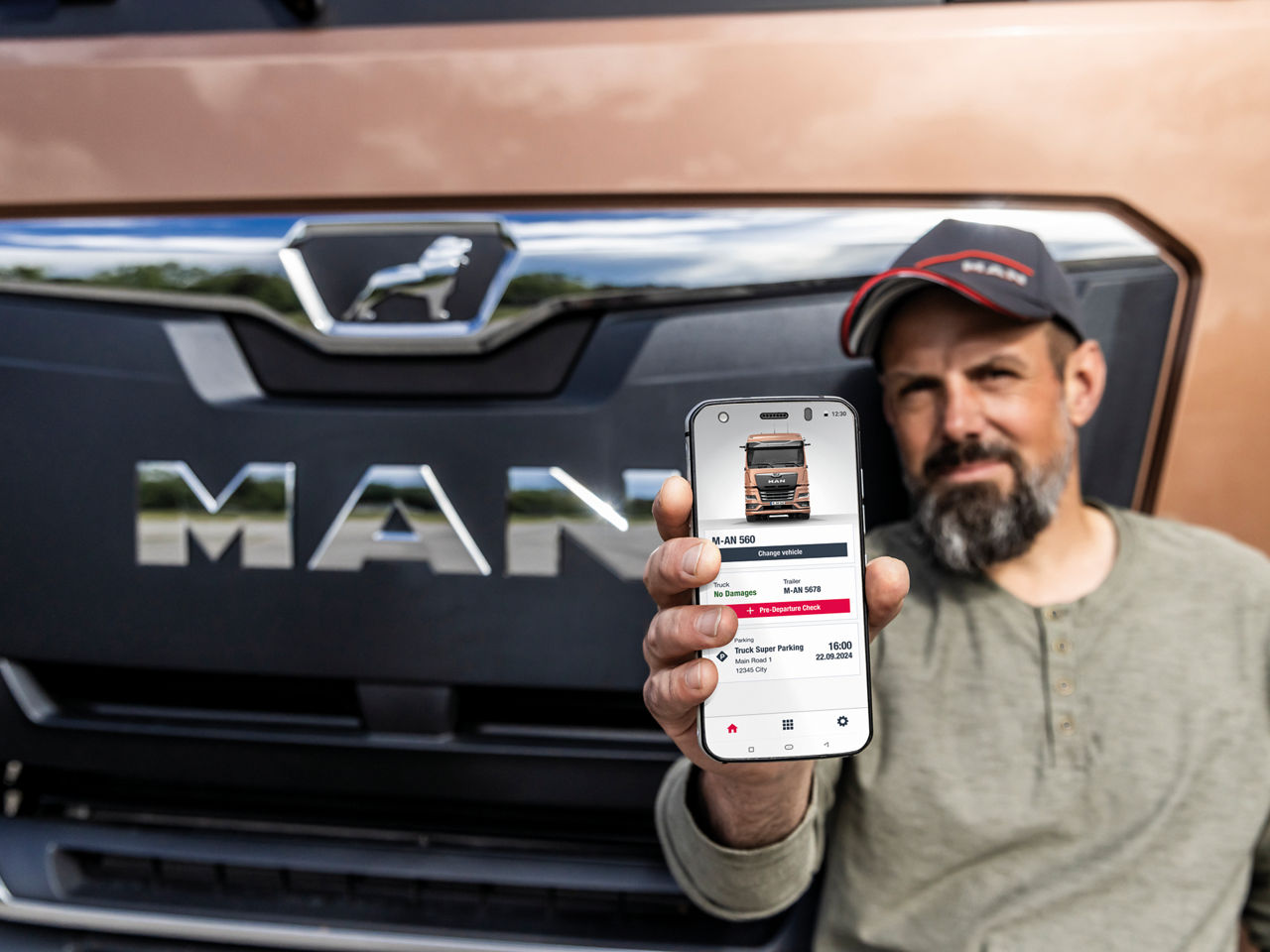Med MAN Driver App kan förare enkelt och effektivt rapportera problem till sina arbetsledare. 
