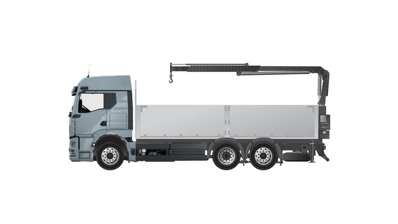 Platte bak met laadkraan