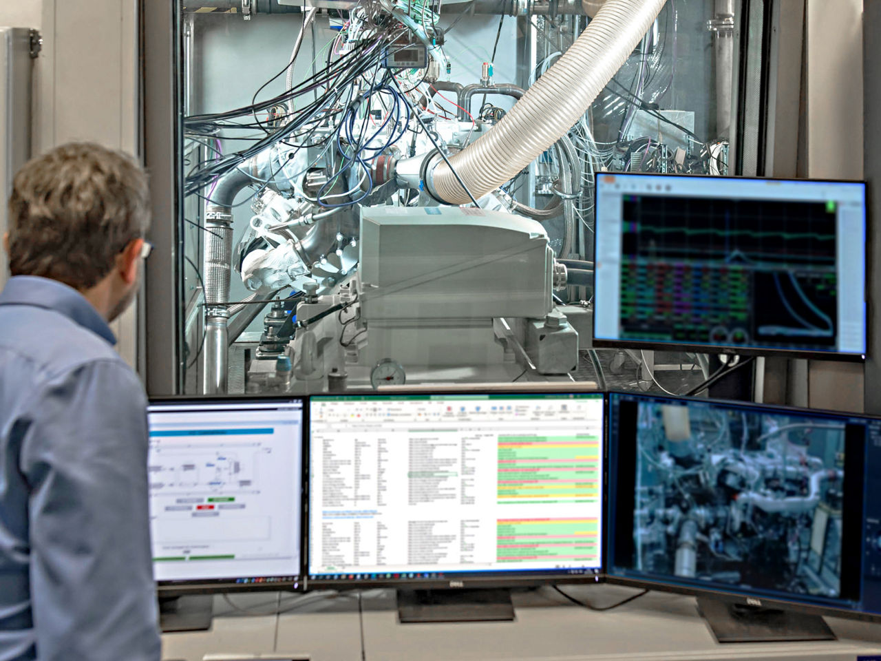 Stationäre Wasserstoffmotor MAN H3268 auf dem Prüfstand