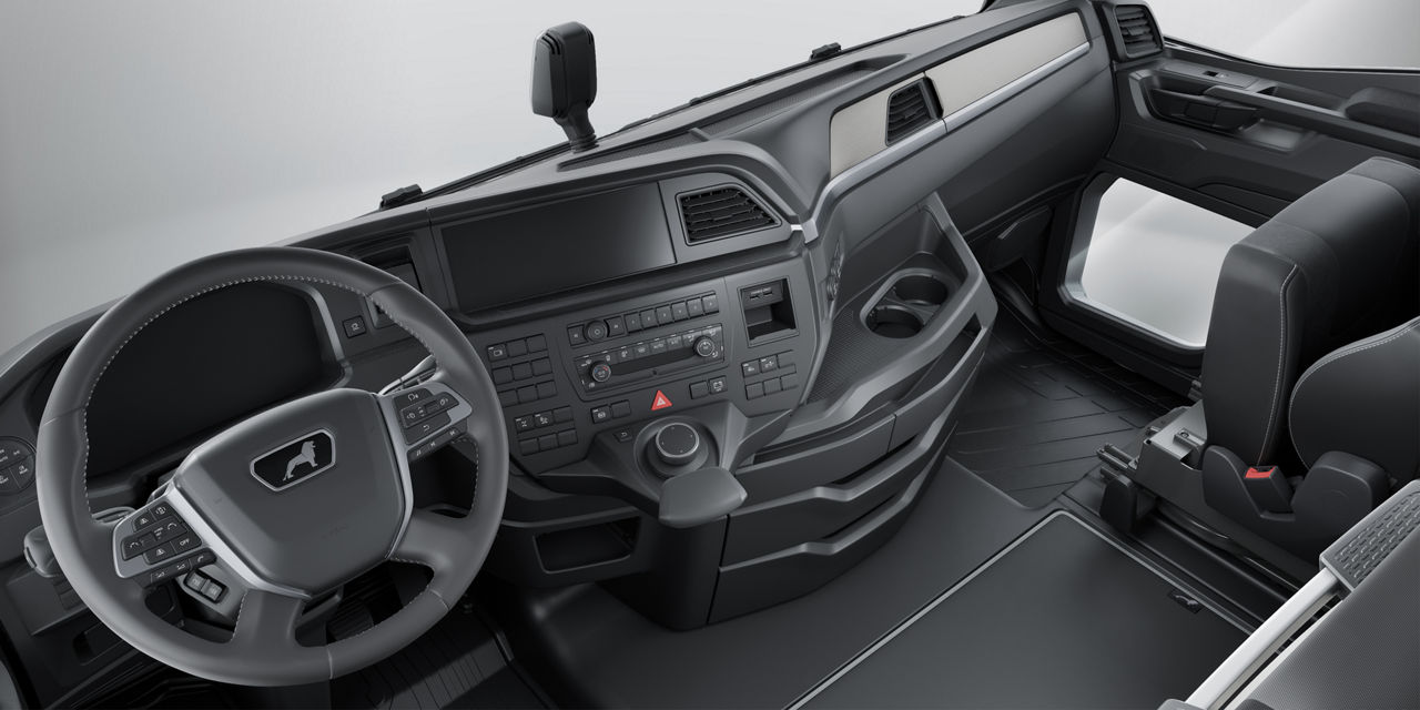 Driver’s workplace of the MAN eTGX from driver’s perspective