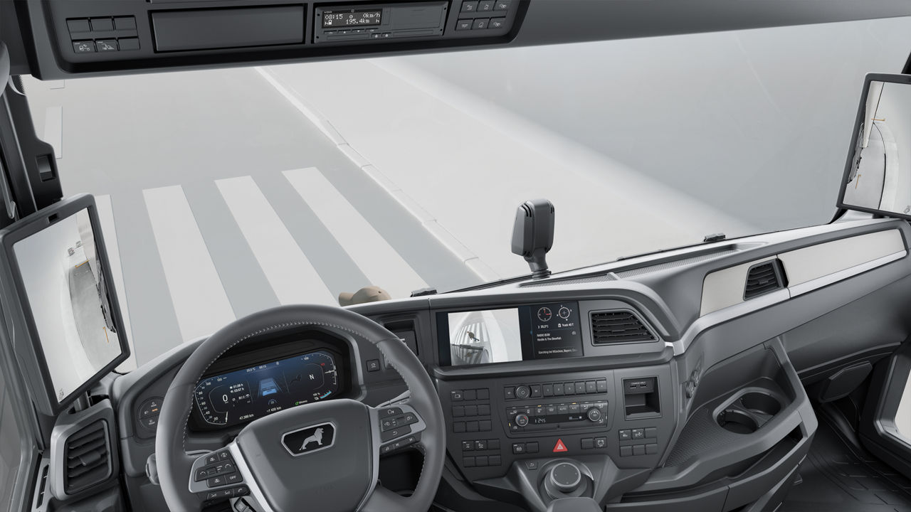Low-set windscreen of the new MAN eTGX from the driver’s perspective