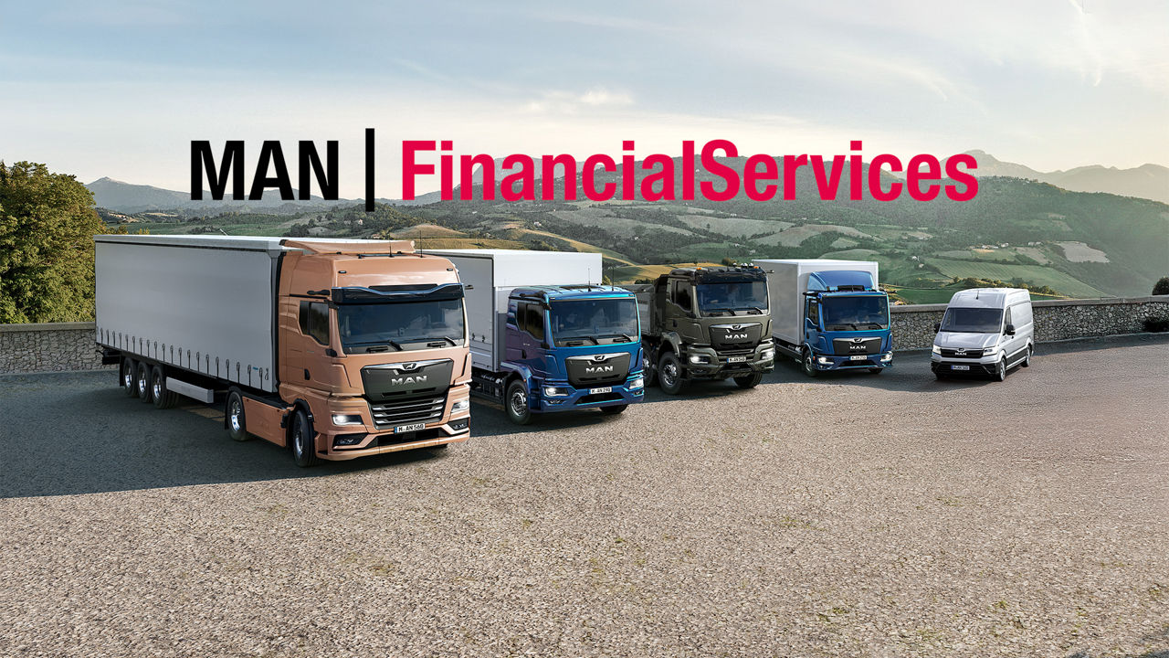 MAN trucks and van of the latest generation side by side