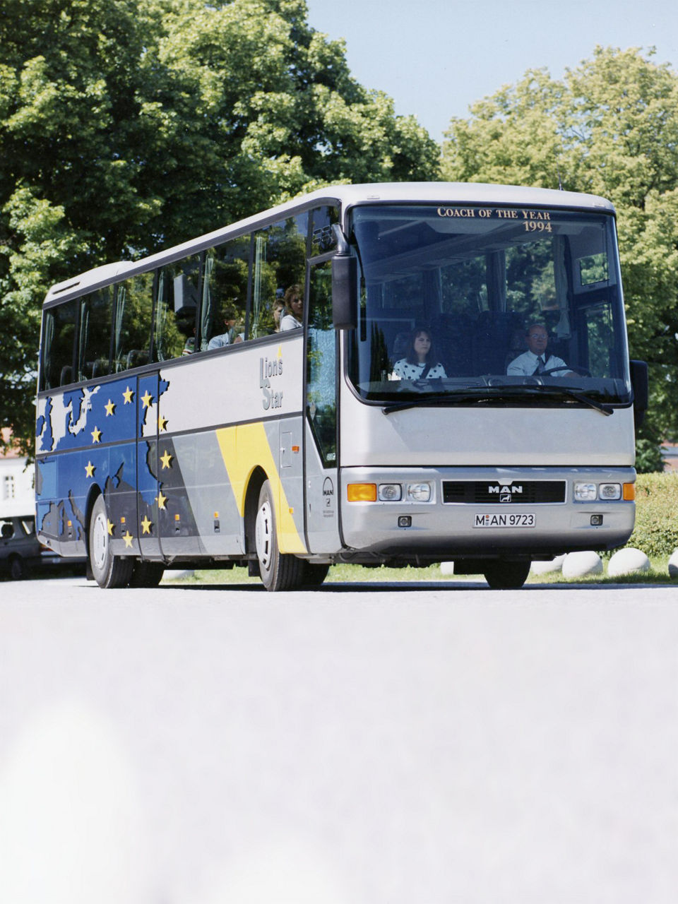 The Coach of the Year 1994 winner MAN Lion’s Star drives on a road.