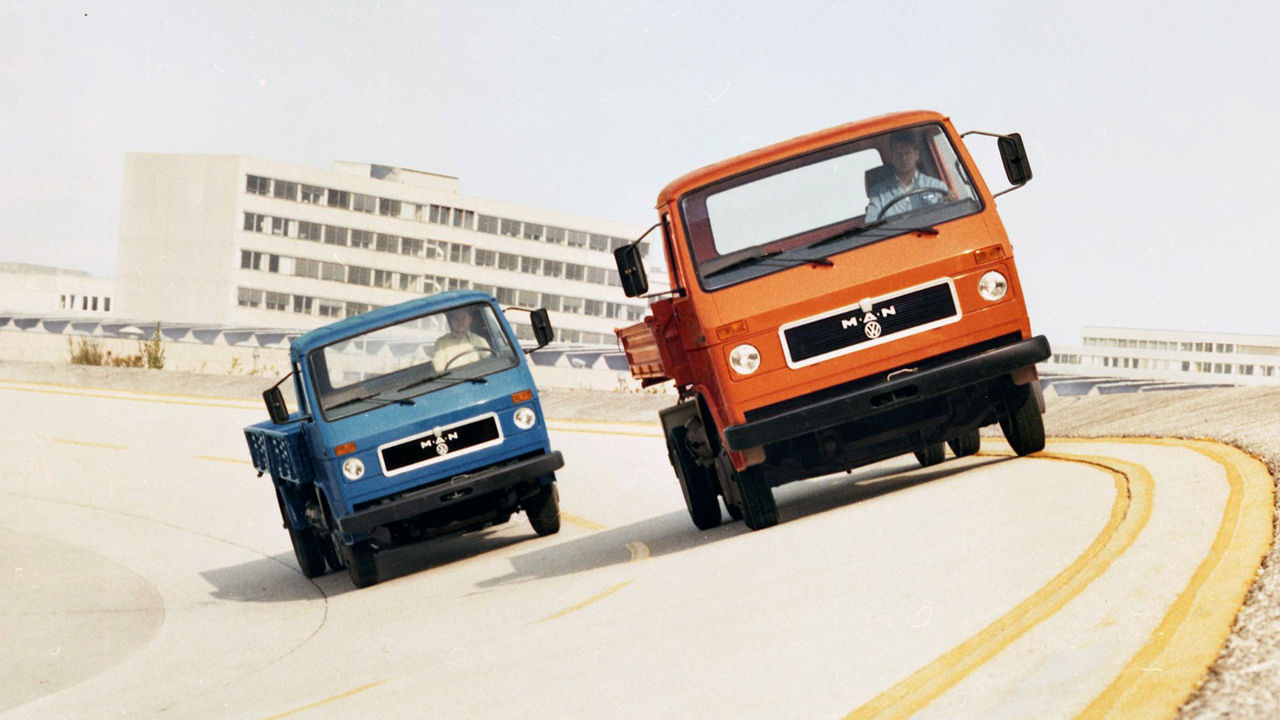 Two MAN-VW G90s on a test track in 1981