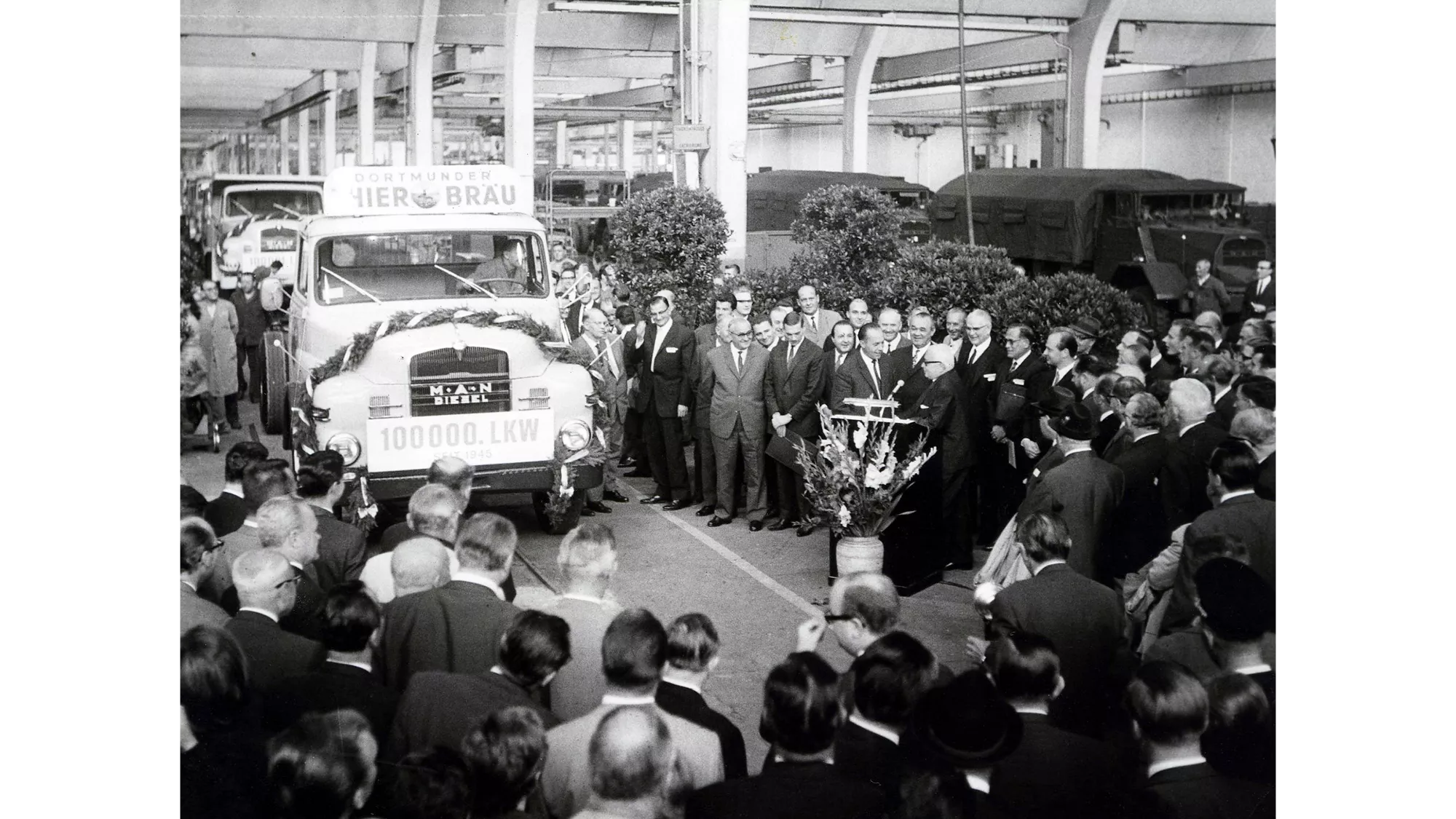 The 100,000th MAN truck rolls off the production line (1965)