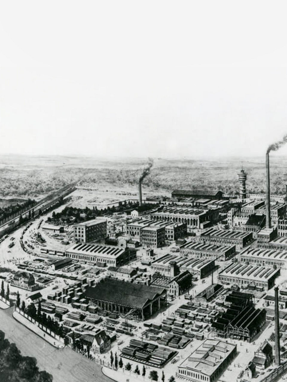 Aerial view of the Nuremberg plant from 1905