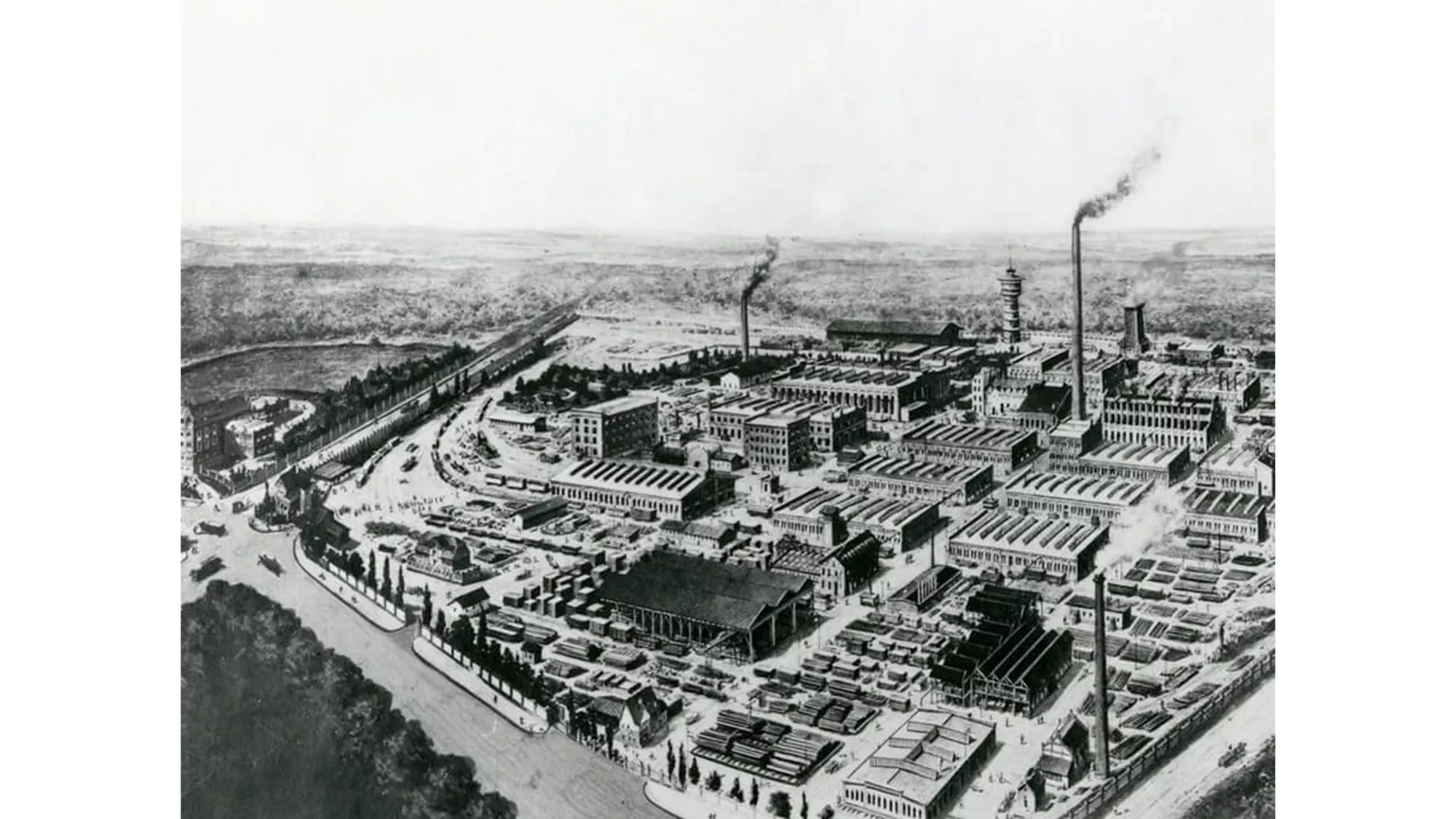 Aerial view of the Nuremberg plant from 1905