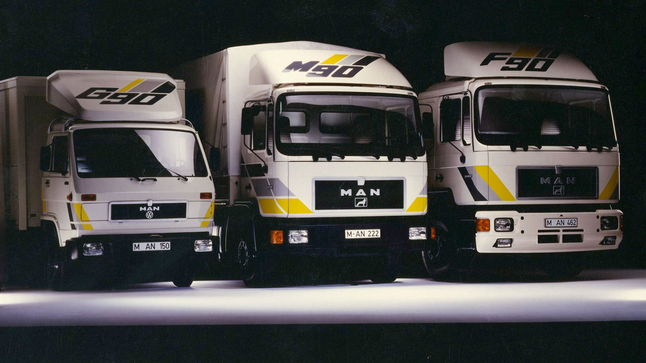 A G90, an M90 and an F90 stand side by side