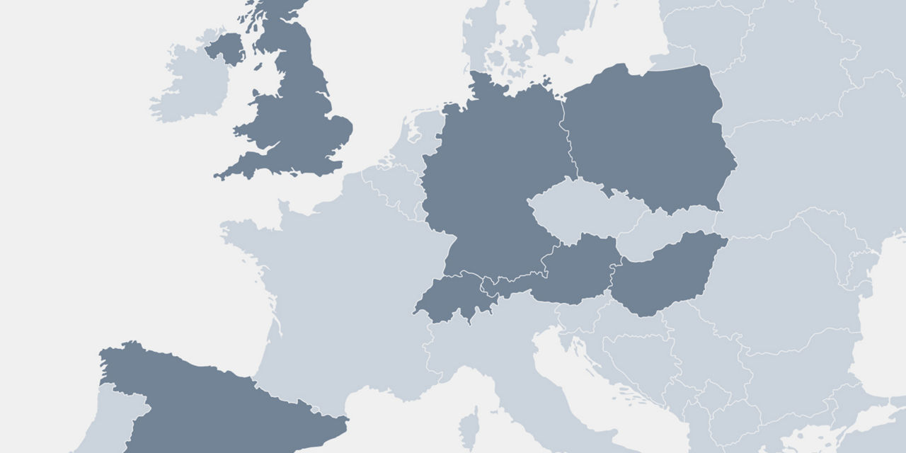 A map of Europe in grey