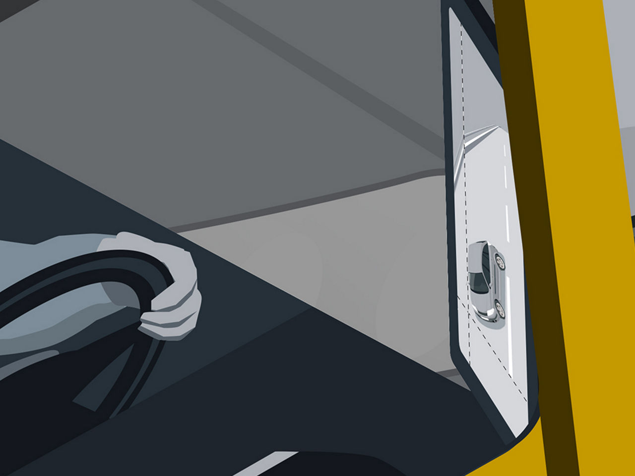 Illustration des digitalen Spiegelersatzsystems MAN OptiView.