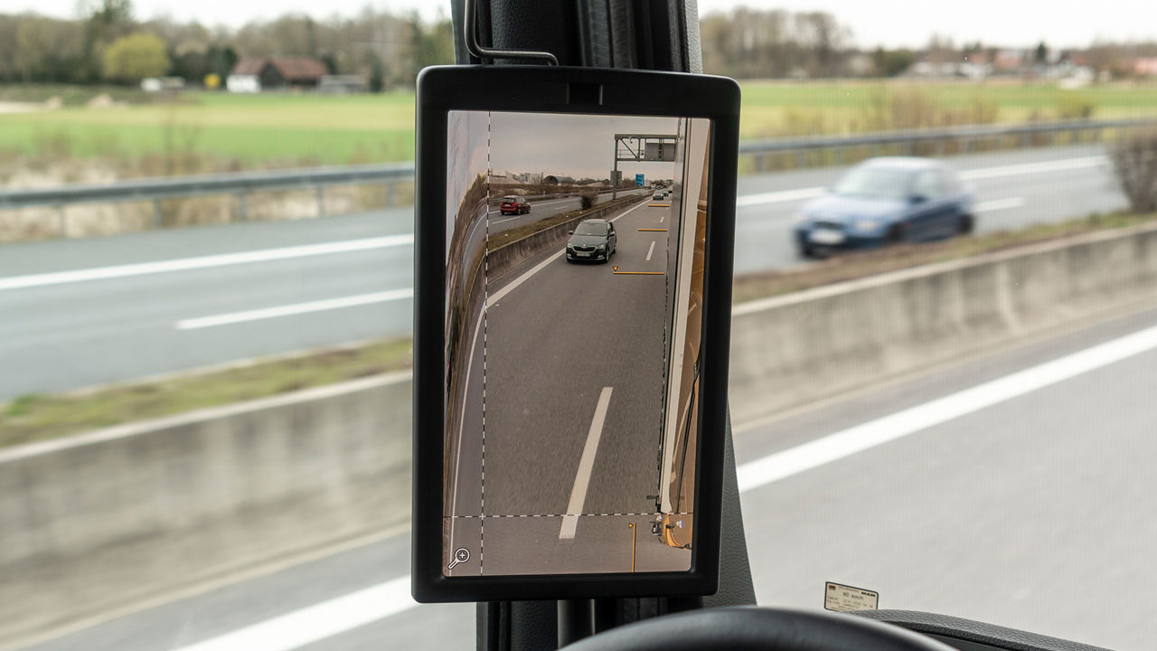 L’écran 12 pouces sur le montant A du côté chauffeur.