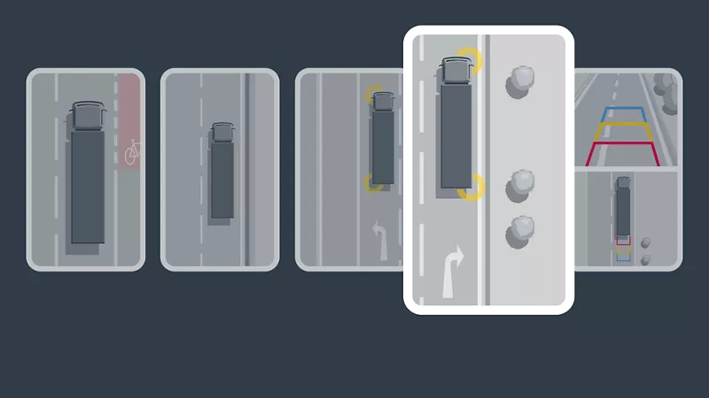 Přizpůsobení výhledu do okolí při odbočování doprava.