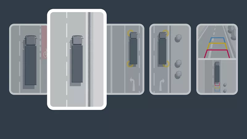 Přizpůsobení výhledu do okolí při rychlostech mezi 15 a 40 km/h.