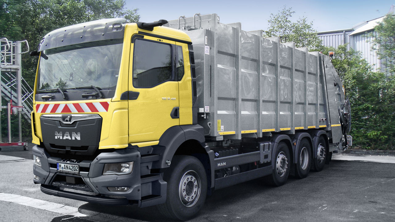 Kommunale køretøjer: MAN skraldevogn baglæsser