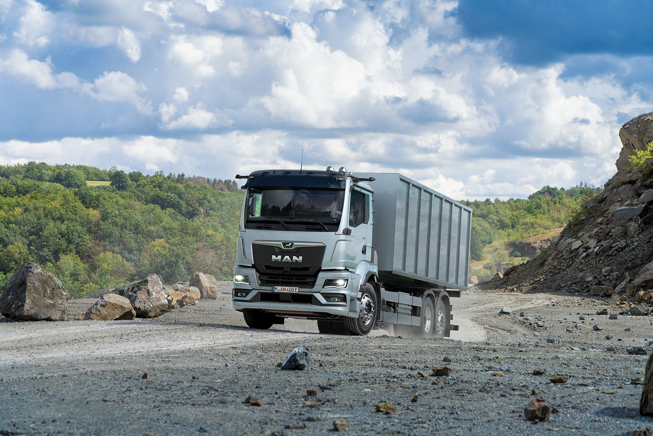 De MAN eTGS op een bouwwerf