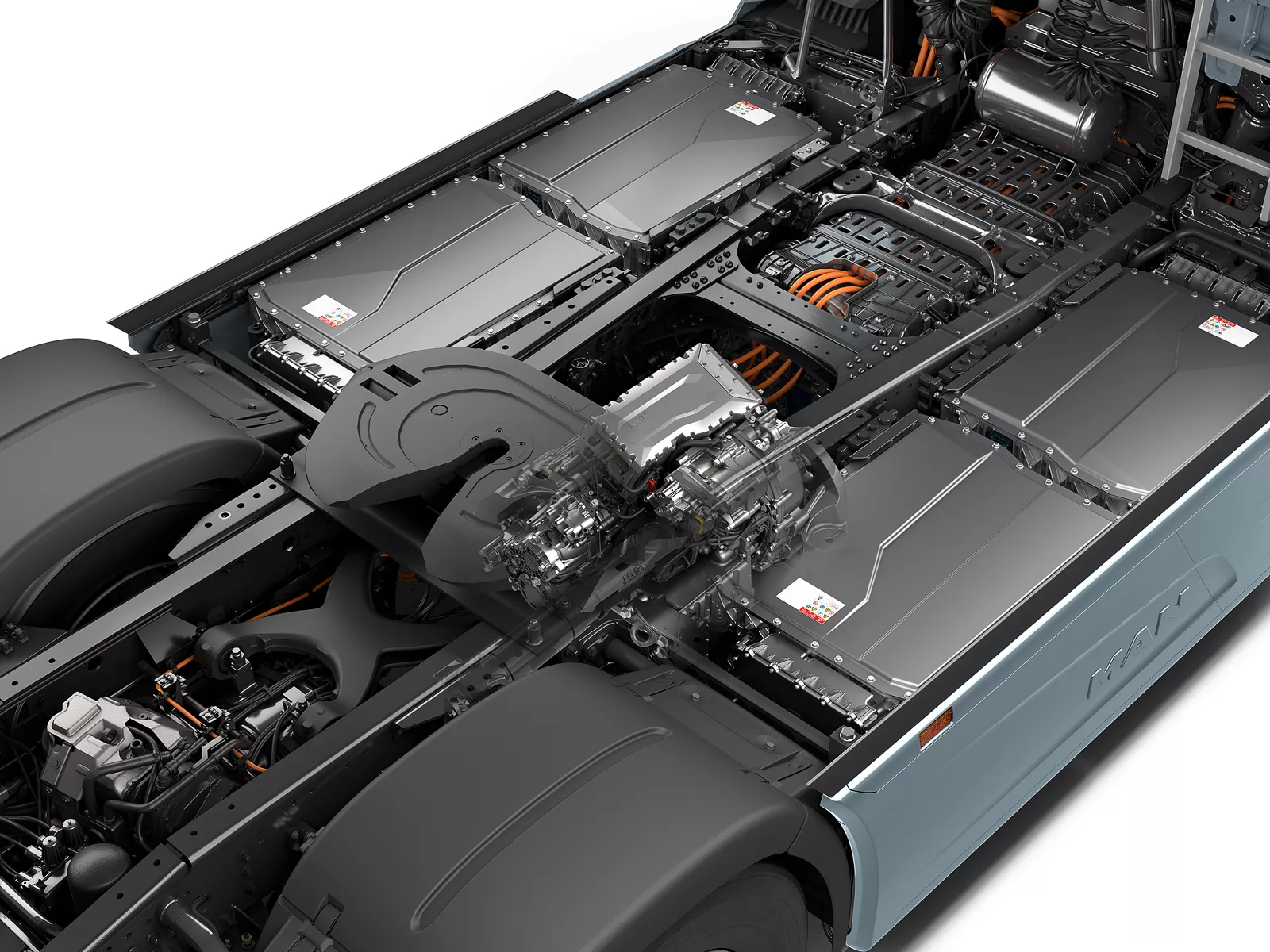 Baterie instalovaná v elektrickém nákladním vozidle MAN