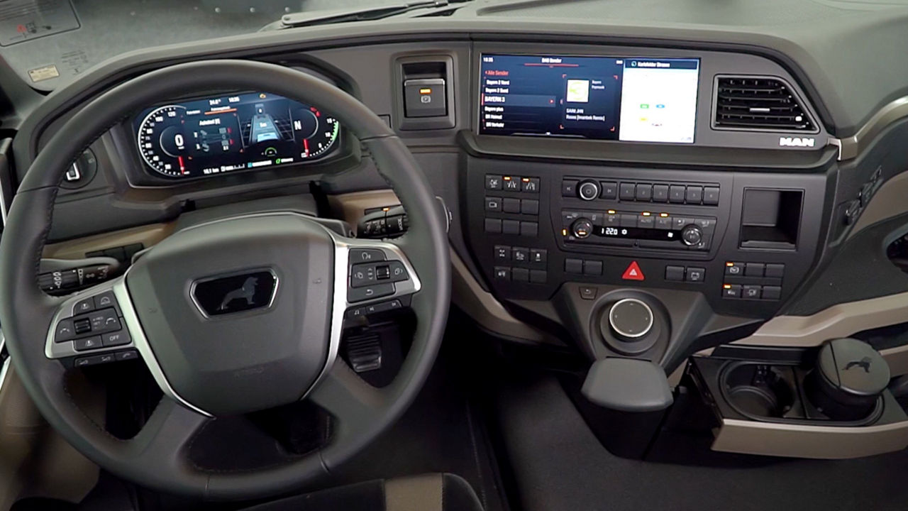 The driver’s cab of the MAN TGX