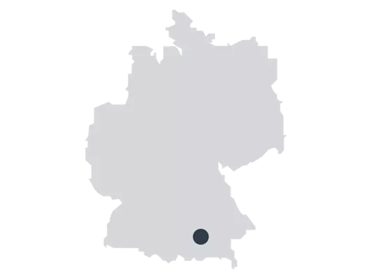 Eine Karte Deutschlands, auf der München eingezeichnet ist