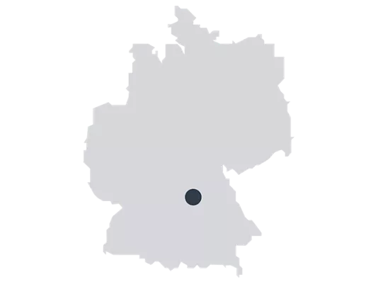 Eine Karte Deutschlands, auf der Nürnberg eingezeichnet ist