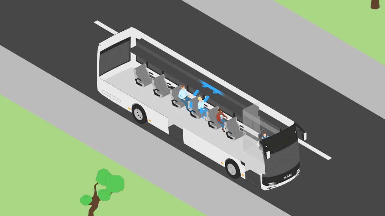 Illustration of a bus on a motorway.