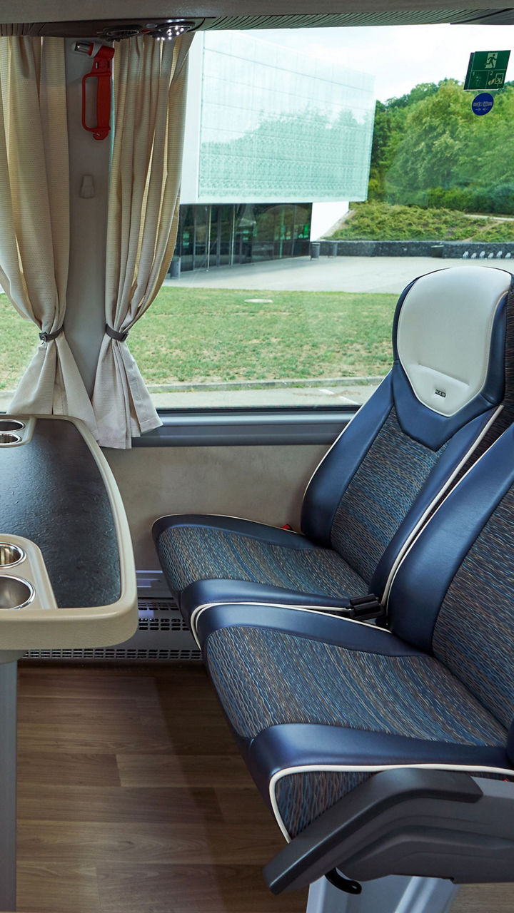 The modern and comfortable seating of the Lion's Coach 