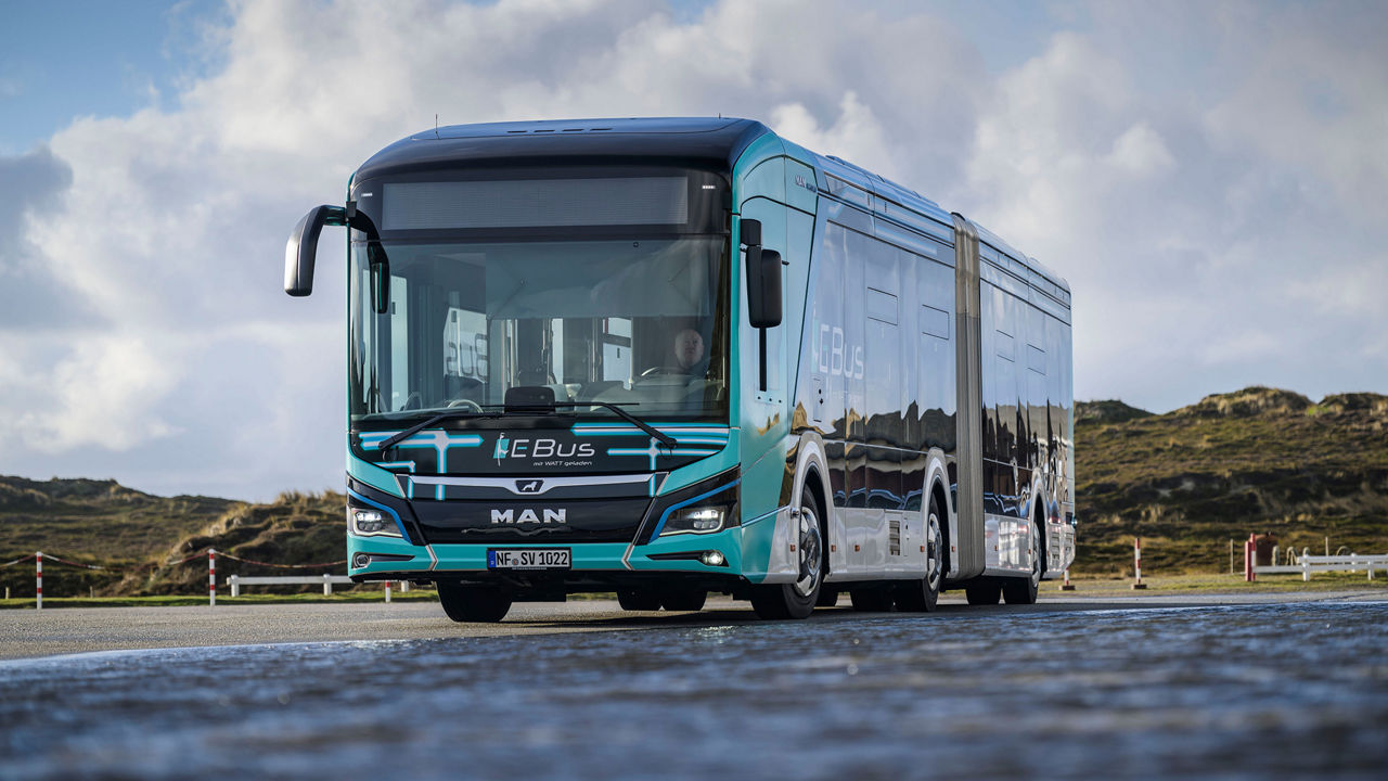 Der vollelektrische MAN Lion’s City 18 E auf der Straße