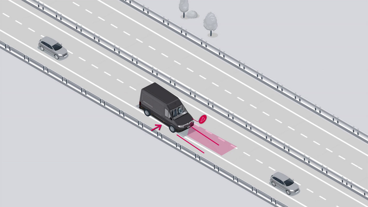 Το σύστημα υποβοήθησης διατήρησης λωρίδας της MAN επεμβαίνει ενεργά στη διεύθυνση του οχήματος και το διατηρεί στη λωρίδα κυκλοφορίας.
