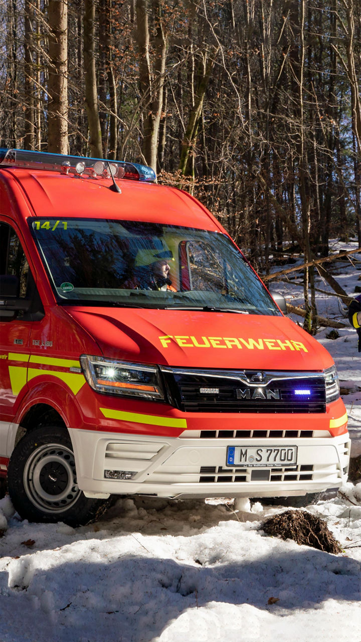 Optimale Fahrzeugtechnik im MAN TGE Löschfahrzeug 