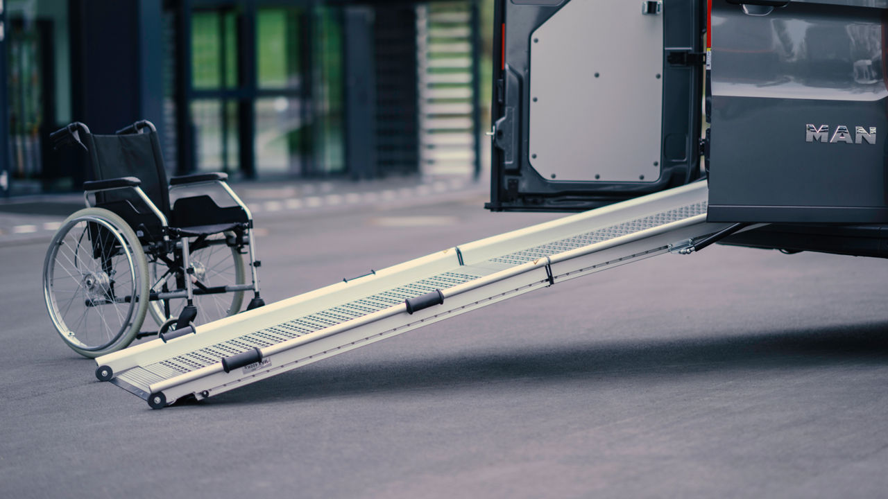 The ramp at the rear of the MAN TGE Combi Van