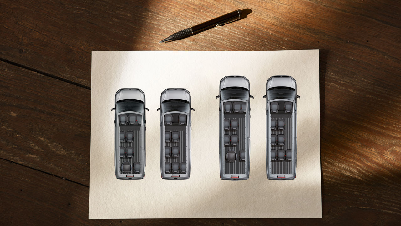 Different seat configurations in the MAN TGE Combi Van