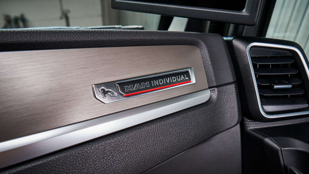 MAN INDIVIDUAL badge in the interior.